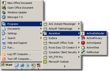 Open ActiveDefender from the Start Menu